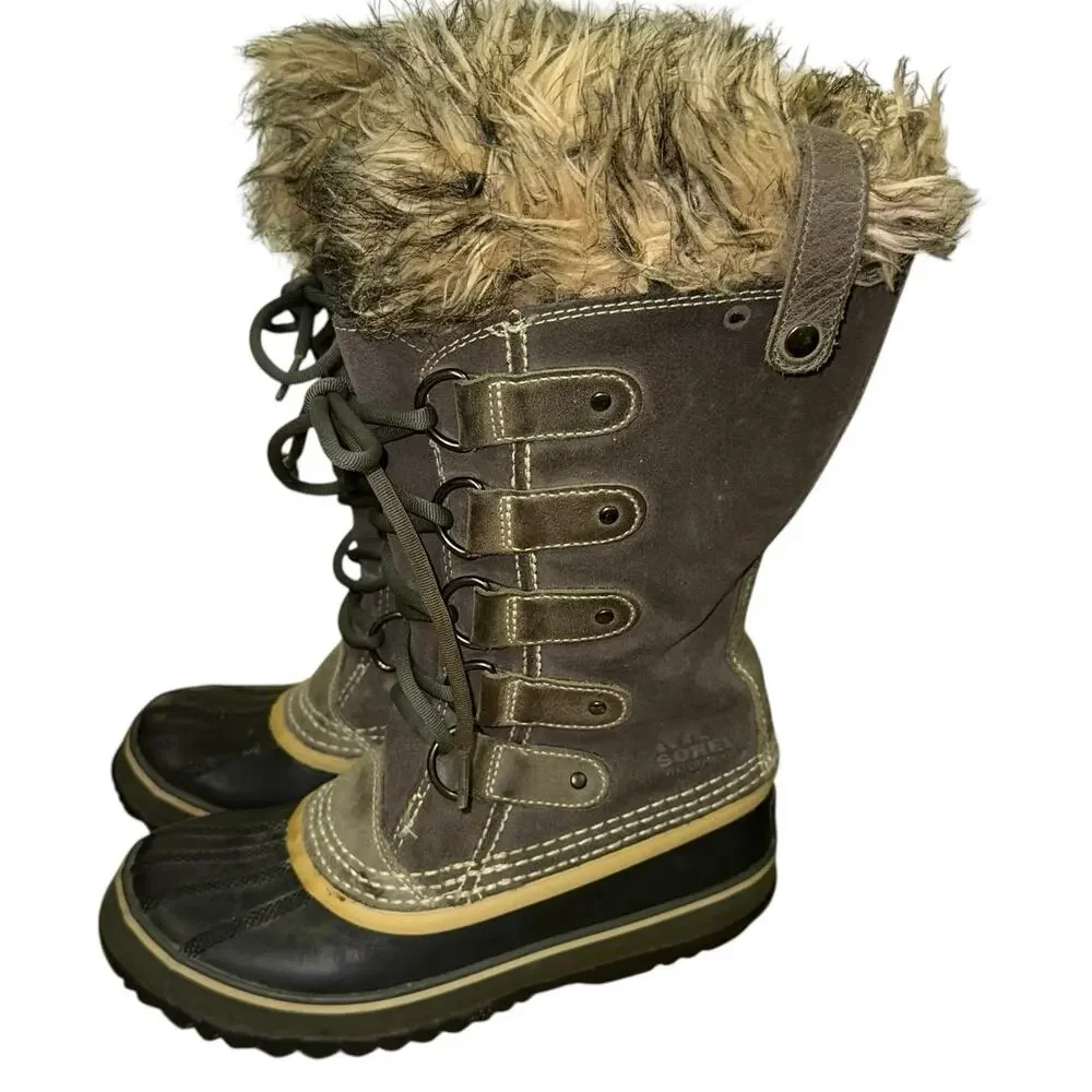 Sorel Joan of Arctic Waterproof Winter Boots Quarry‎ & Black Size 6